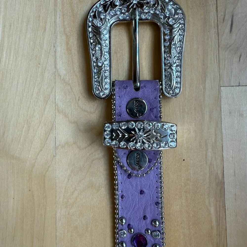 BHW Purple Ostrich Rhinestone Belt